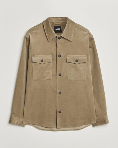 BOSS BLACK Carper Corduroy Overshirt Open Brown