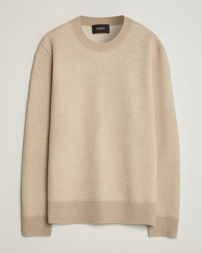 BOSS CAMEL Farrison Cashmere Knitted Sweater Light Beige