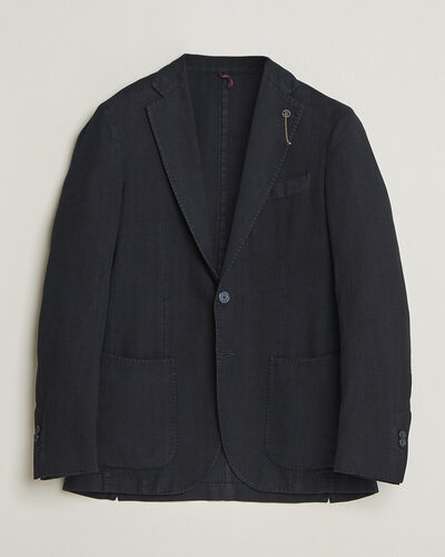 Santaniello Soft Touch Cotton Herringbone Blazer Navy