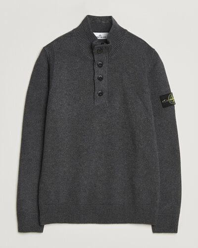 Stone Island Knitted Lambswool Half Button Zip Melange Lead