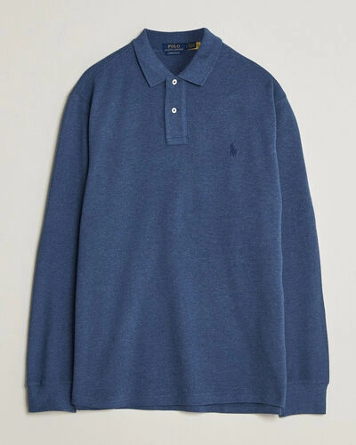 Polo Ralph Lauren Custom Slim Fit Long Sleeve Polo Derby Blue Heather