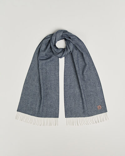 Amanda Christensen Wool Herringbone Scarf Navy