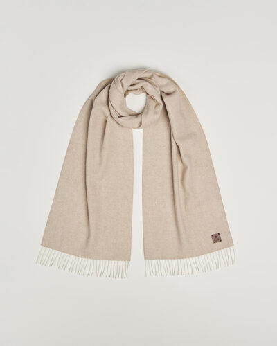Amanda Christensen Wool Herringbone Scarf Beige