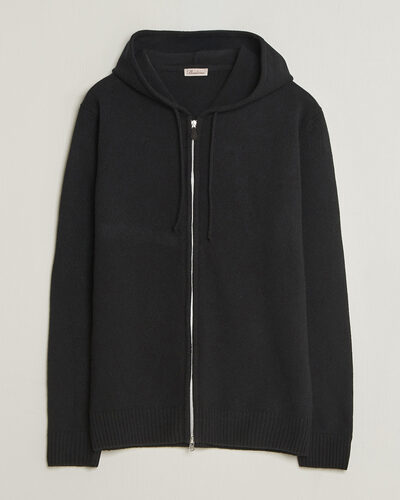 Stenströms Brushed Merino Full-Zip Hood Black