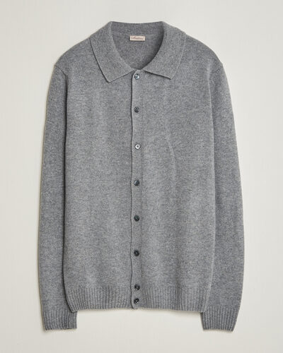 Stenströms Brushed Merino Polo Cardigan Grey