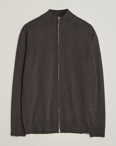 Stenströms Merino Full Zip Dark Brown