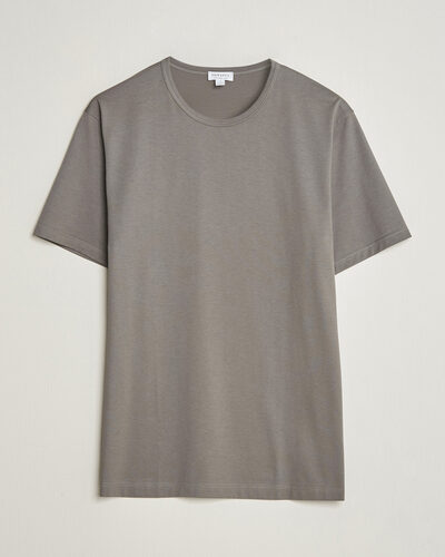 Sunspel Crew Neck Q82 Cotton T-Shirt Smoke Grey