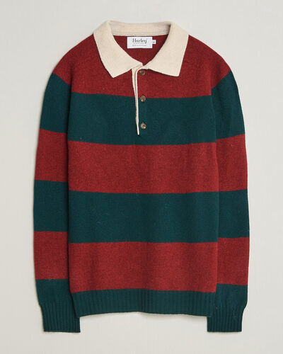Harley Of Scotland Supersoft 2ply Lambswool Rugby Green/Red