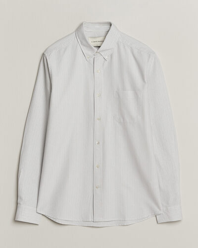 A Day's March Classic Flag Striped Oxford Shirt Grey/White