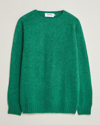 Harley Of Scotland Brushed Supersoft Lambswool Crewneck Evergreen