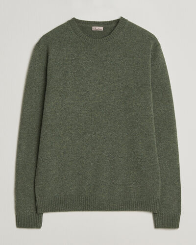 Stenströms Knitted Lambswool Crew Neck Light Army Green Melange