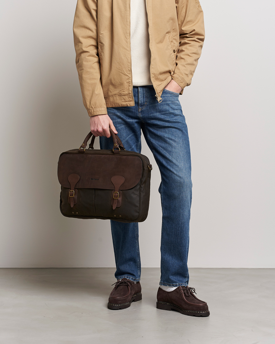 Mies | Laukut | Barbour Lifestyle | Wax Leather Briefcase Olive