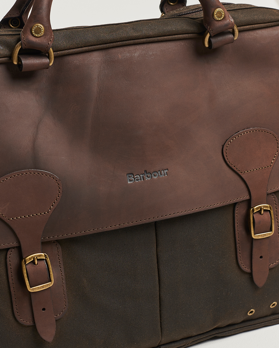Mies | Laukut | Barbour Lifestyle | Wax Leather Briefcase Olive