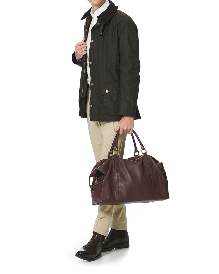 Mies |  | Barbour Lifestyle | Leather Medium Travel Explorer Brown