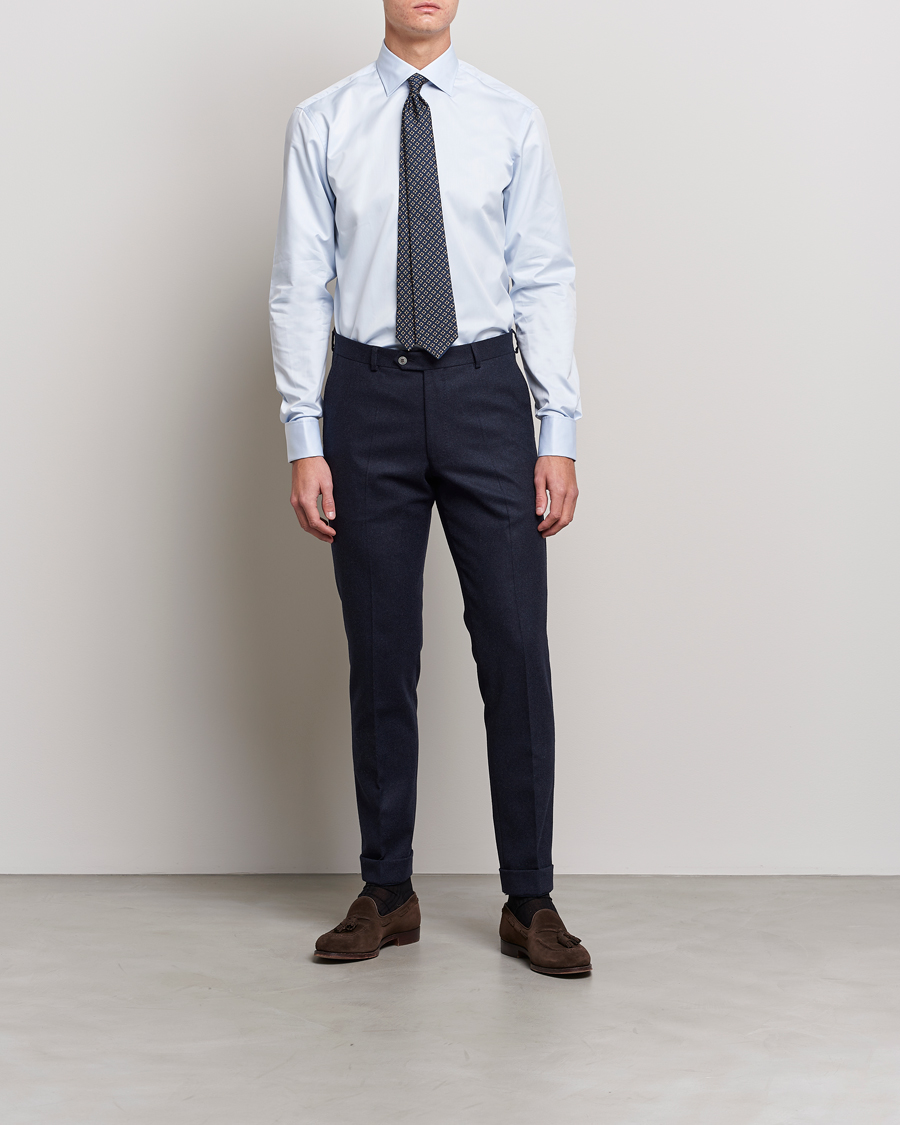 Mies |  | Stenströms | Fitted Body Shirt Double Cuff Blue