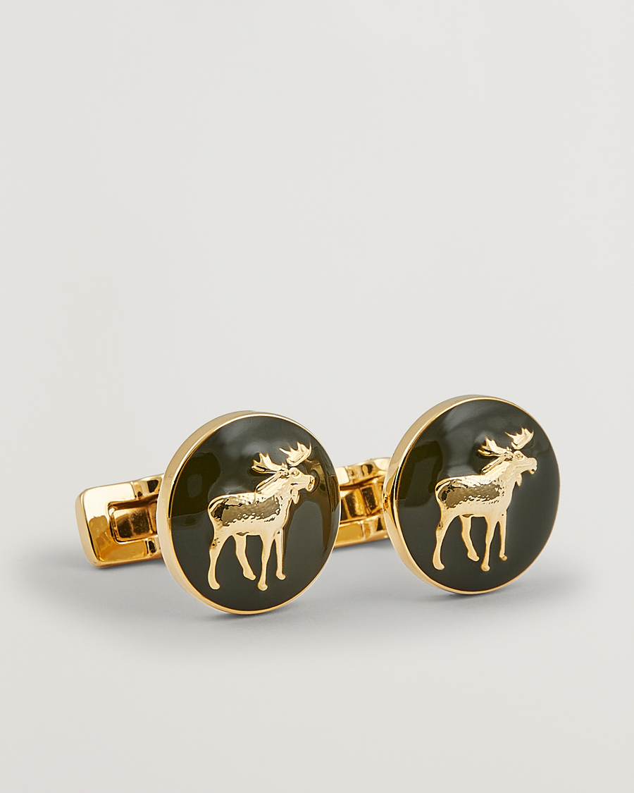 Mies | Skultuna Cuff Links Hunter The Moose Gold/Green | Skultuna | Cuff Links Hunter The Moose Gold/Green
