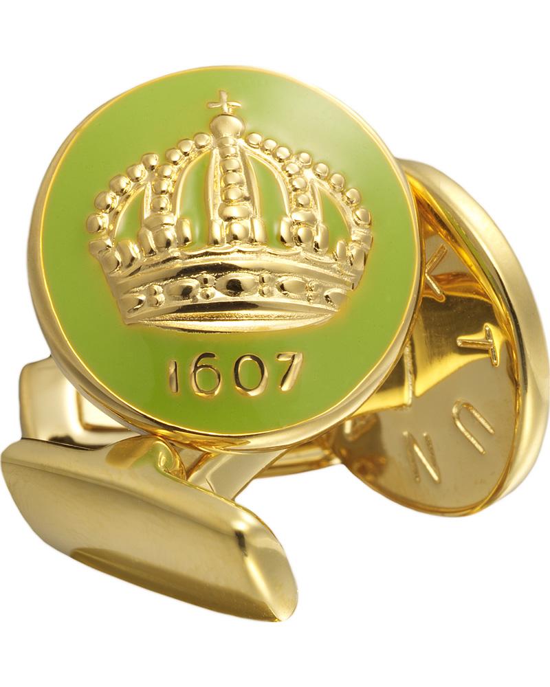 Mies | Skultuna Cuff Links The Crown Gold/Lime Green | Skultuna | Cuff Links The Crown Gold/Lime Green