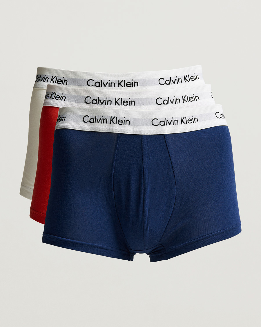 Mies | Alusvaatteet | Calvin Klein | Cotton Stretch Low Rise Trunk 3-pack Red/Blue/White