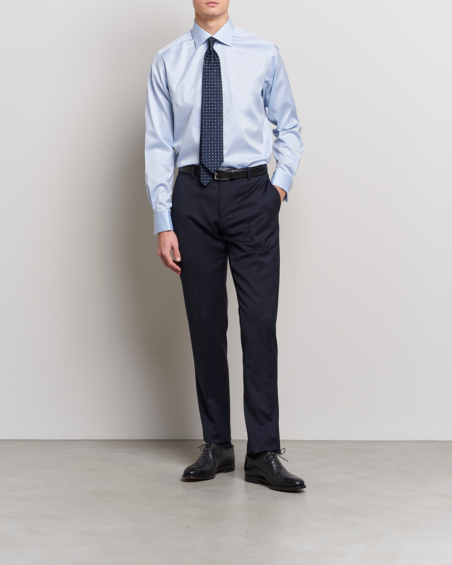 Mies | Tyylikkäänä uudenvuoden juhliin | Eton | Contemporary Fit Shirt Double Cuff Blue