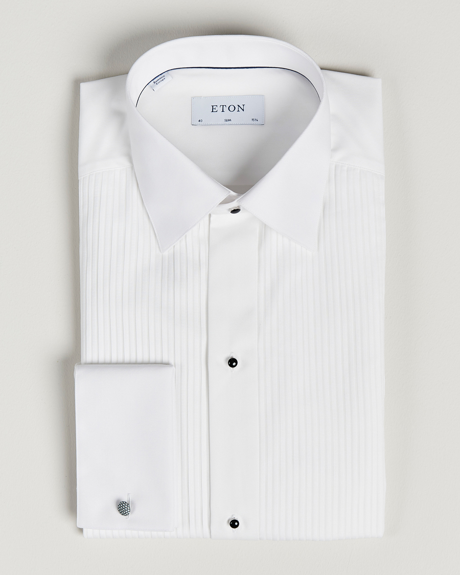 Mies | Smokkipaidat | Eton | Slim Fit Tuxedo Shirt Black Ribbon White