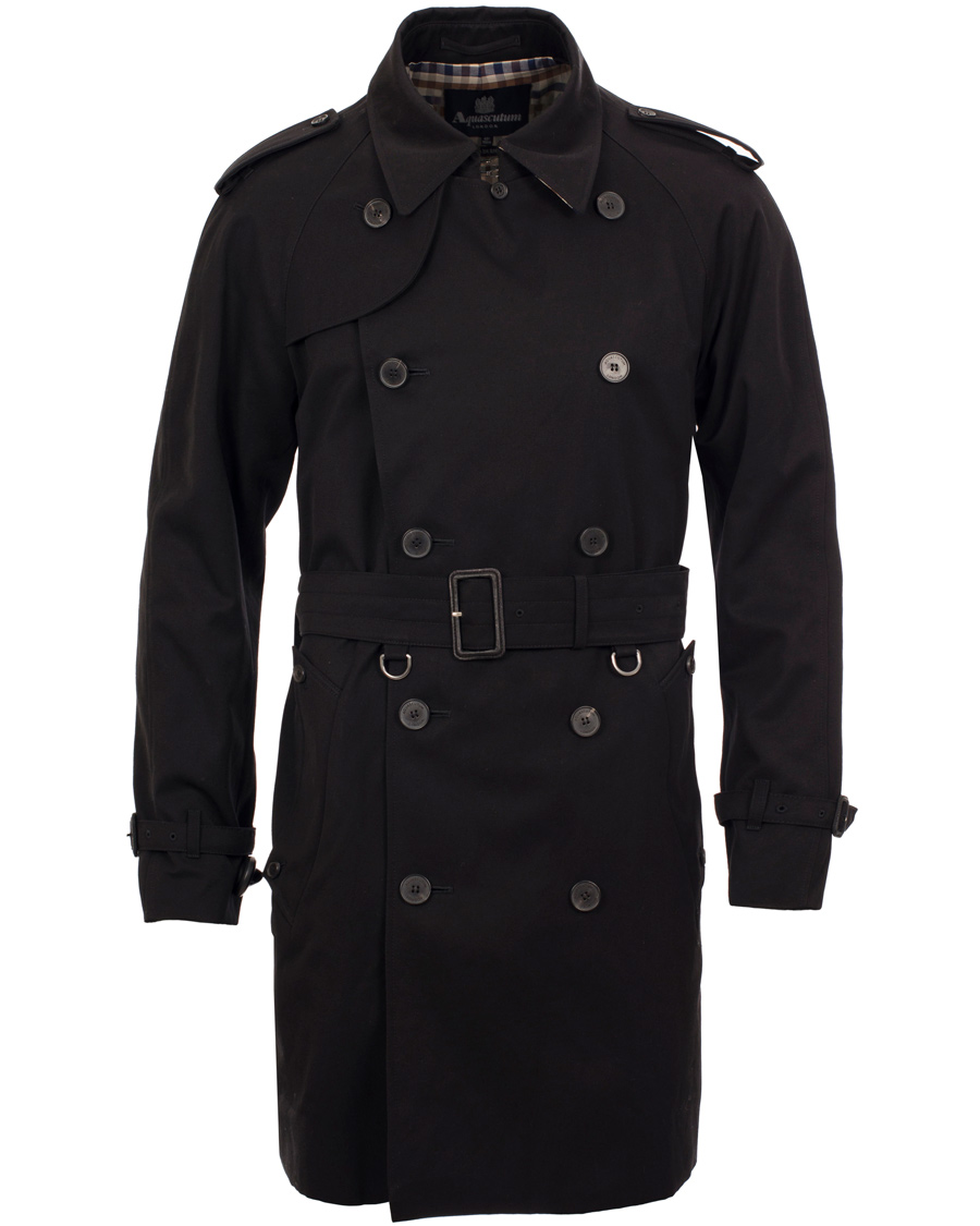 Aquascutum Corby Double Breasted Trenchcoat Black osoitteesta CareOfCarl.fi