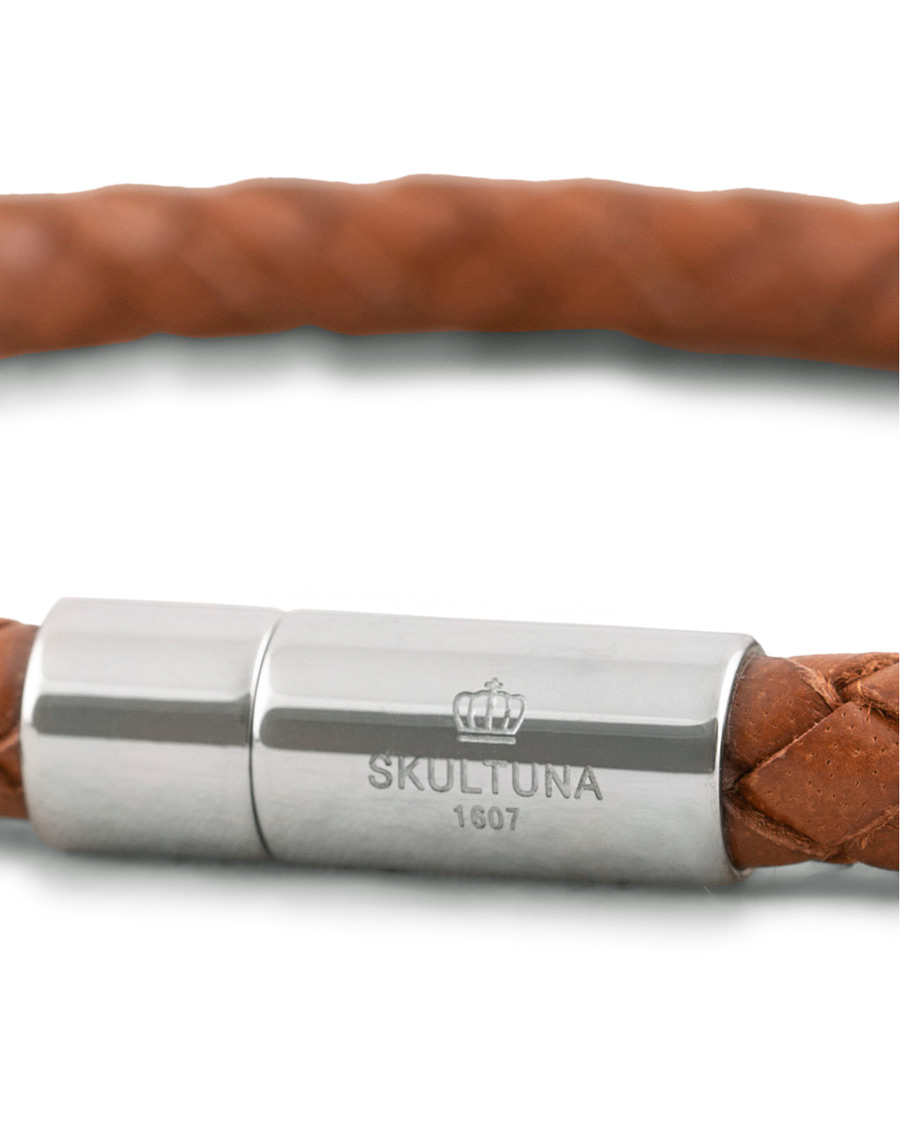 Mies | Skultuna One Row Leather Bracelet Brown Steel | Skultuna | One Row Leather Bracelet Brown Steel