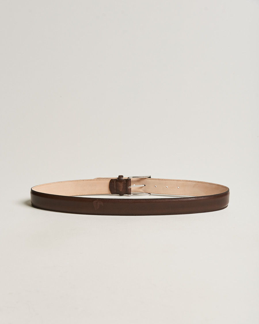 Mies | Sileät vyöt | Loake 1880 | Henry Leather Belt 3,3 cm Dark Brown