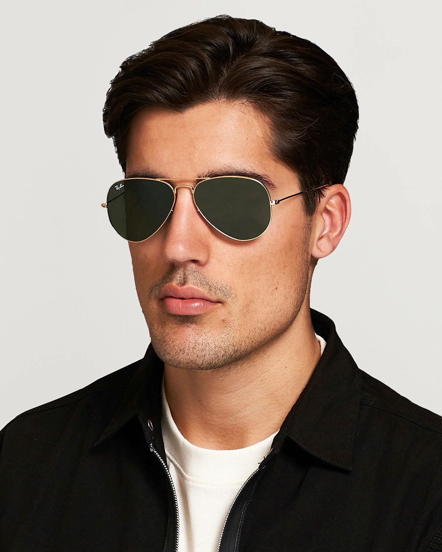 Mies | D-malliset aurinkolasit | Ray-Ban | 0RB3025 Aviator Large Metal Sunglasses Arista/Grey Green