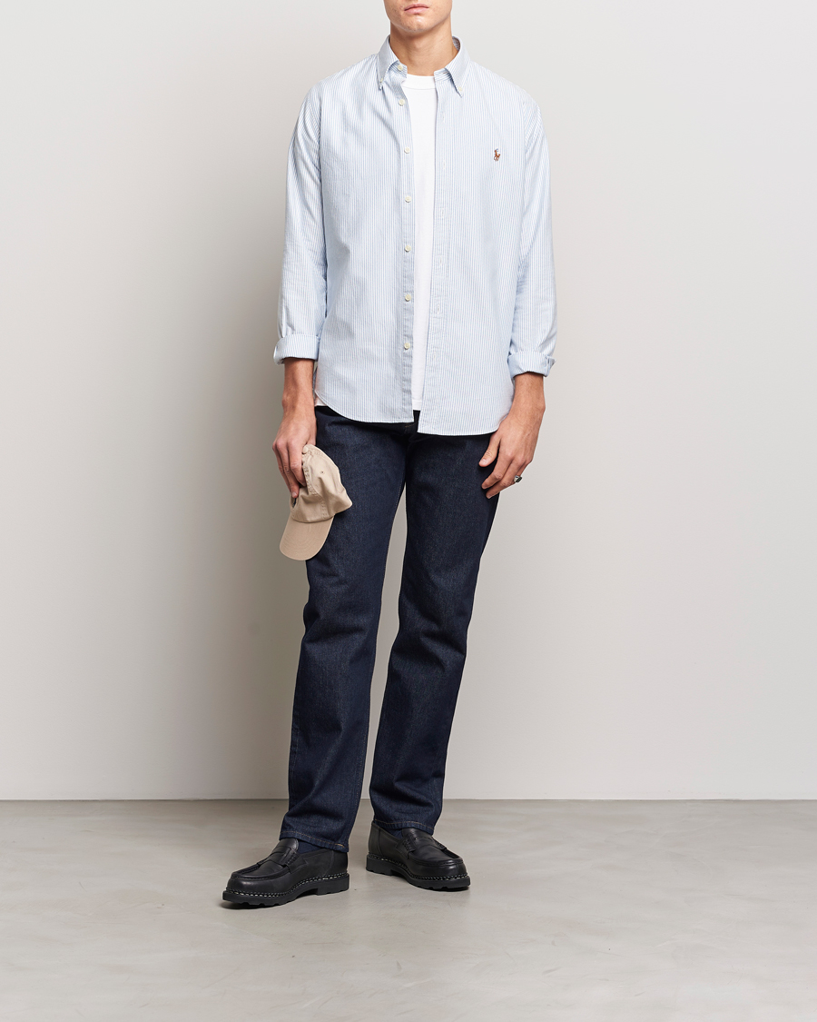 Mies | Kauluspaidat | Polo Ralph Lauren | Custom Fit Oxford Shirt Stripes Blue