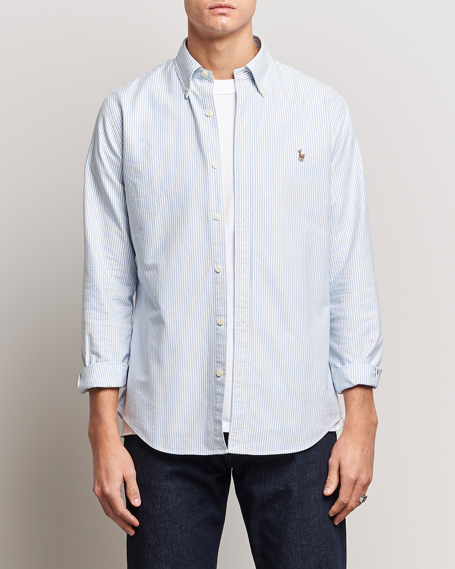 Mies | Smart Casual | Polo Ralph Lauren | Custom Fit Oxford Shirt Stripe Blue