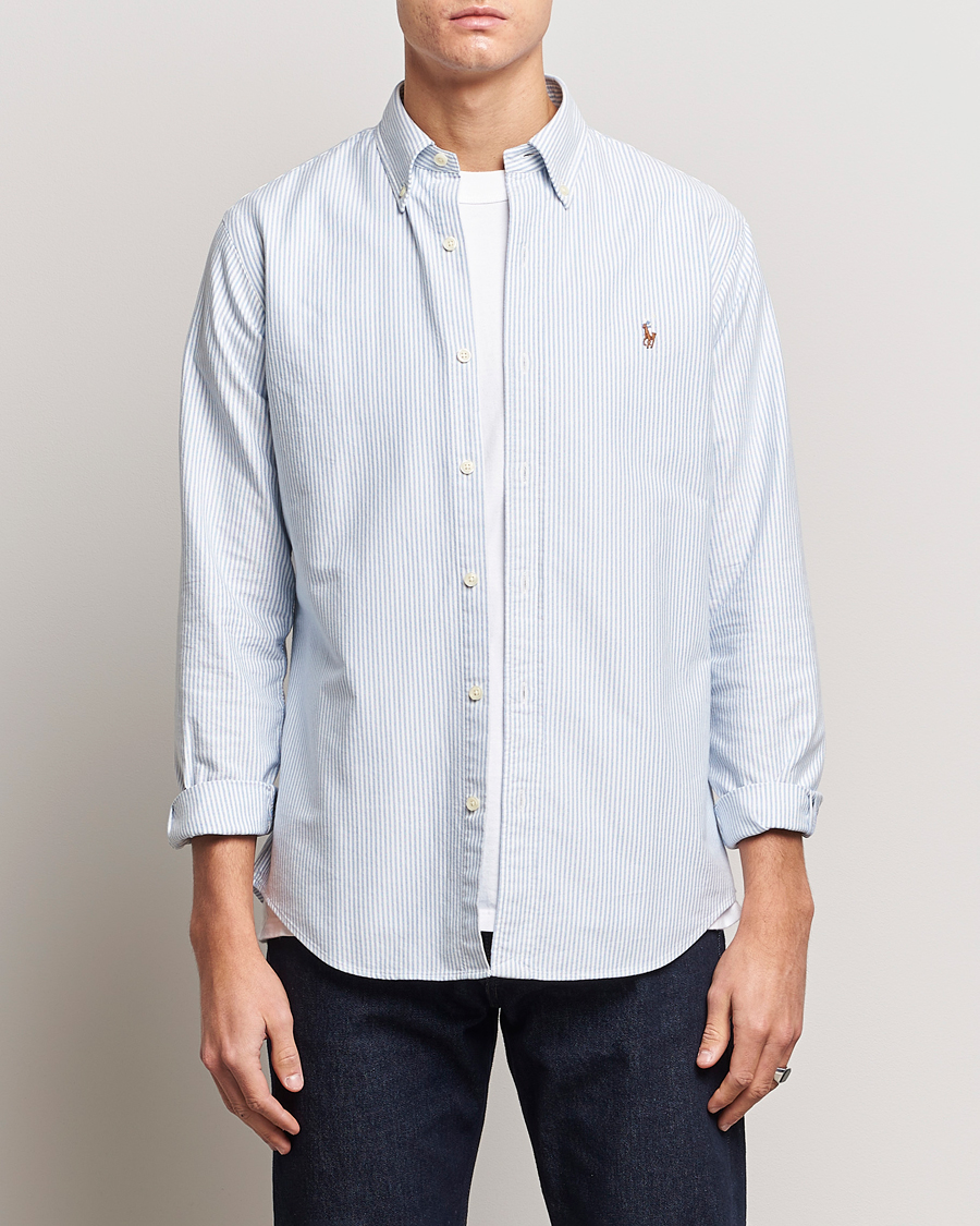 Mies | Kauluspaidat | Polo Ralph Lauren | Custom Fit Oxford Shirt Stripes Blue