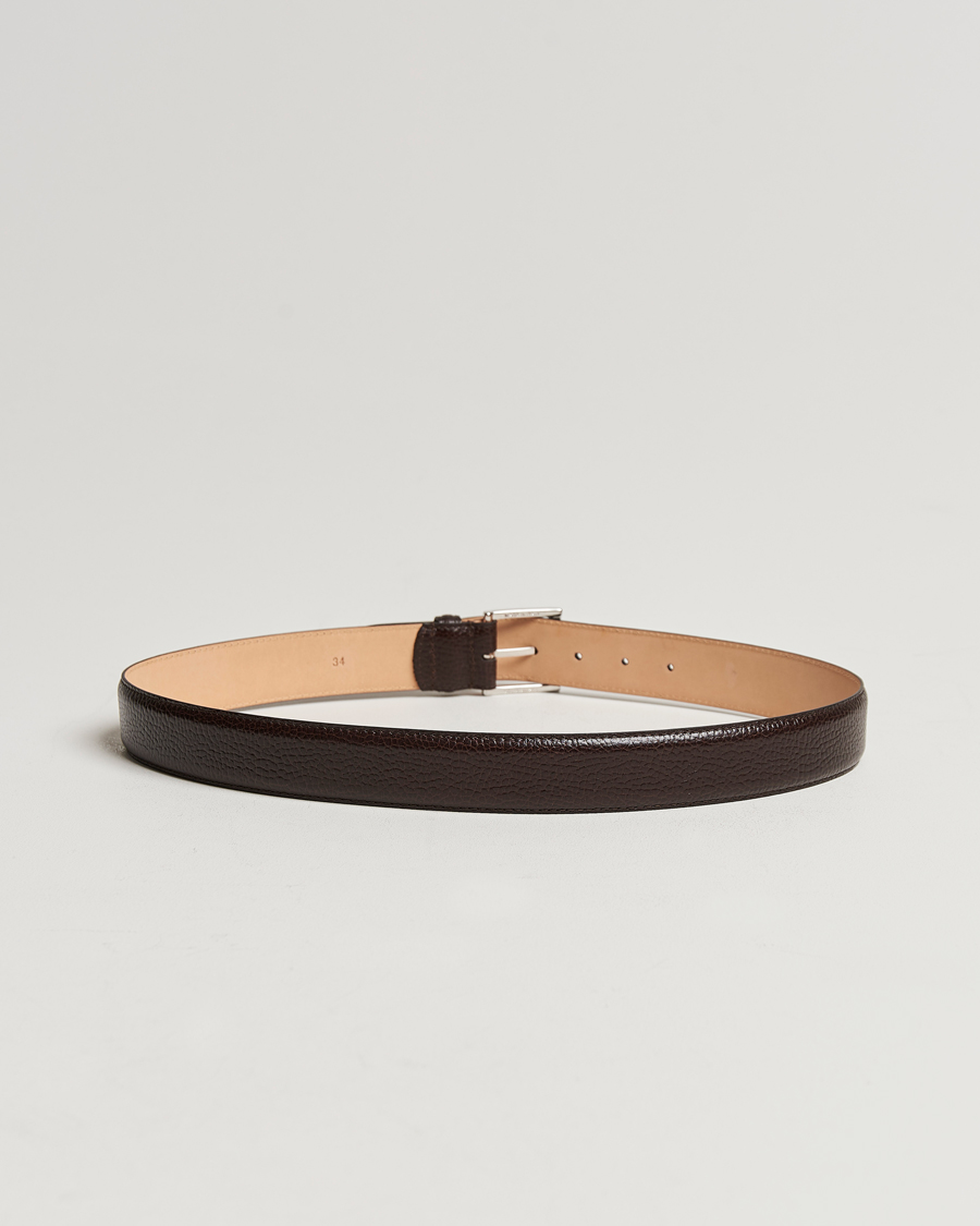 Mies | Vyöt | Crockett & Jones | Belt 3,5 cm Dark Brown Grained Calf
