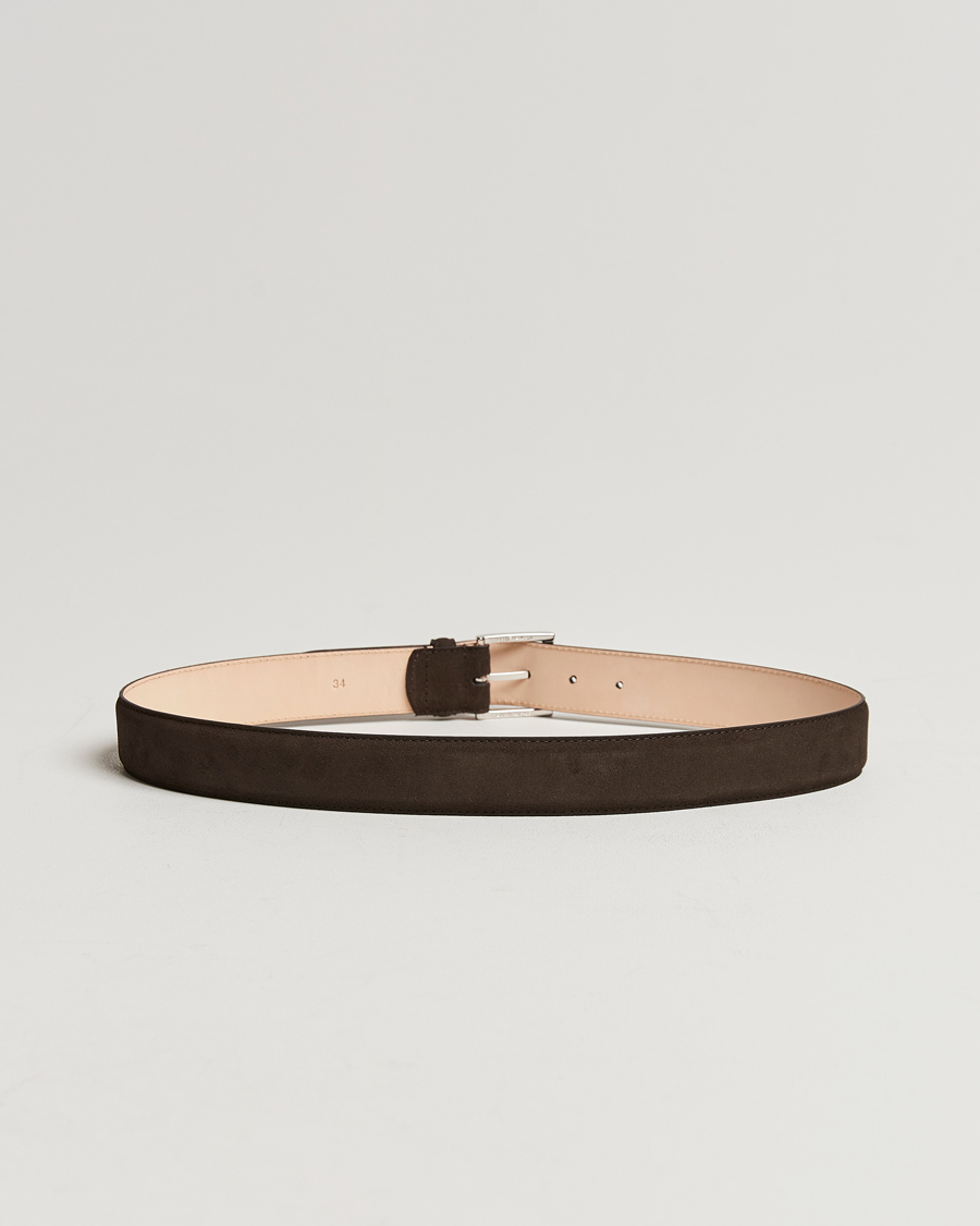 Mies | Vyöt | Crockett & Jones | Belt 3,2 cm Dark Brown Suede