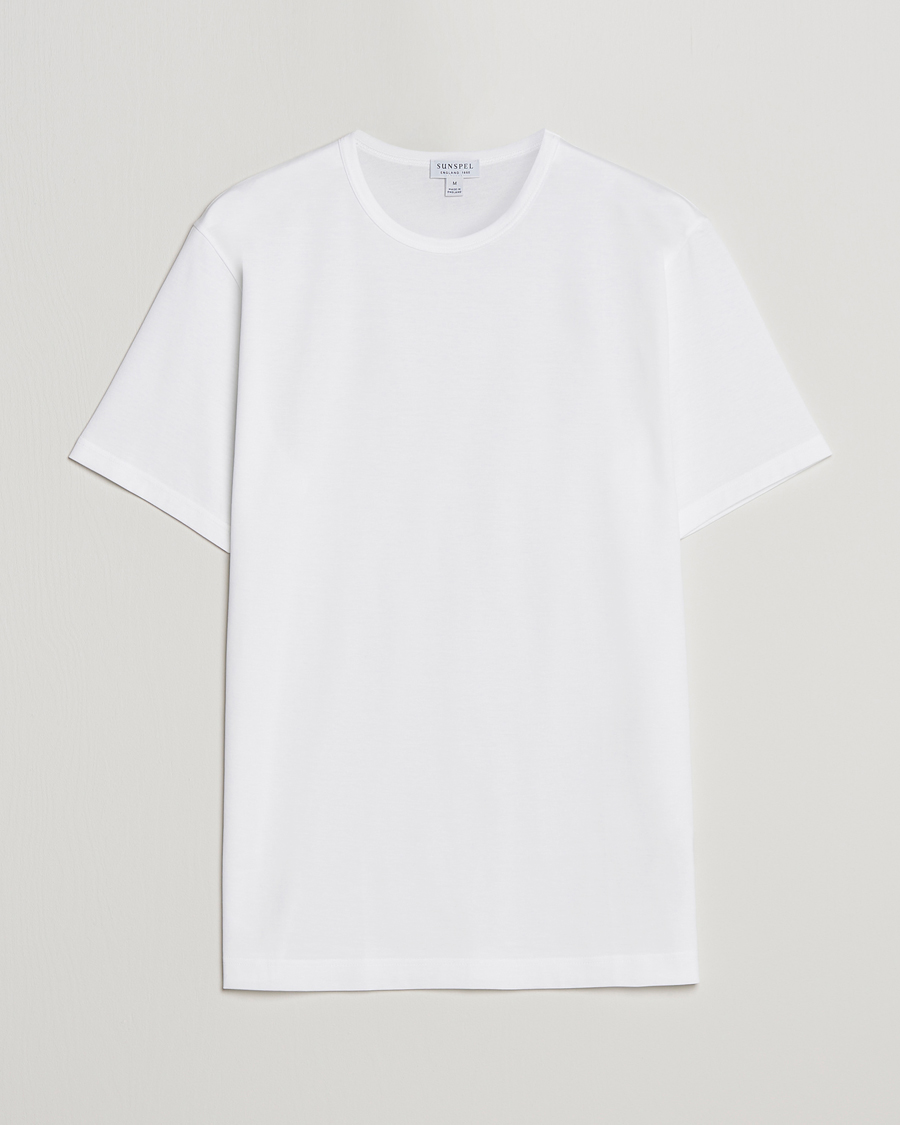 Mies | Valkoiset t-paidat | Sunspel | Crew Neck Cotton Tee White