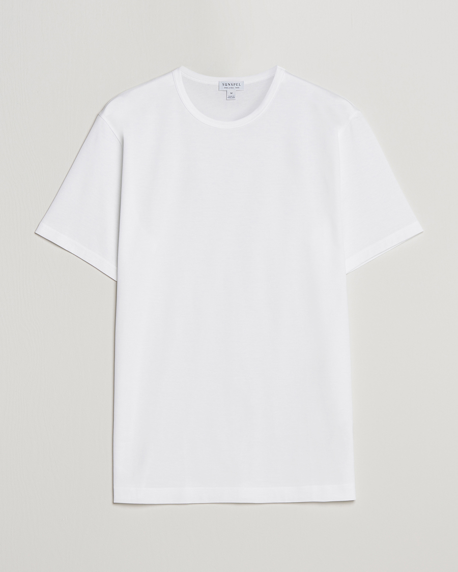 Mies | T-paidat | Sunspel | Crew Neck Q82 Cotton T-Shirt White
