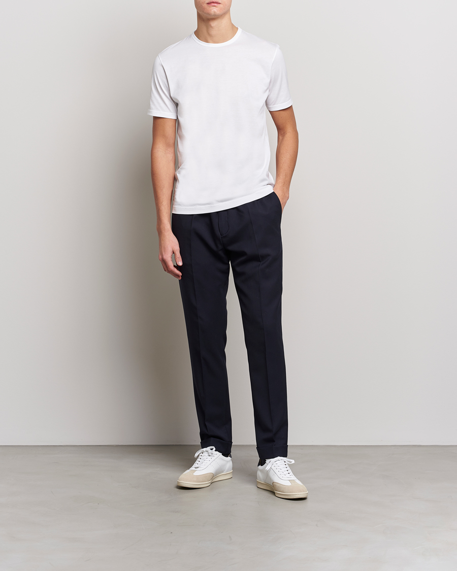 Mies | T-paidat | Sunspel | Crew Neck Q82 Cotton T-Shirt White