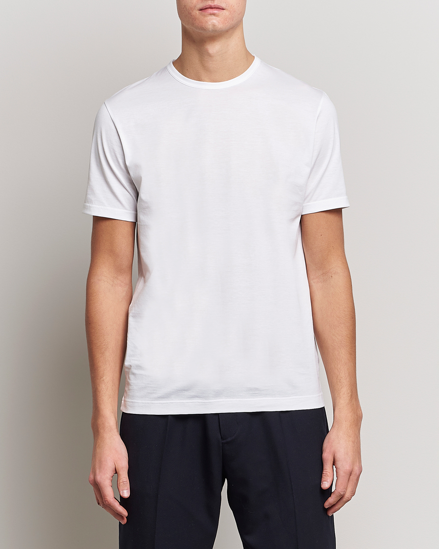 Mies | Valkoiset t-paidat | Sunspel | Crew Neck Cotton Tee White