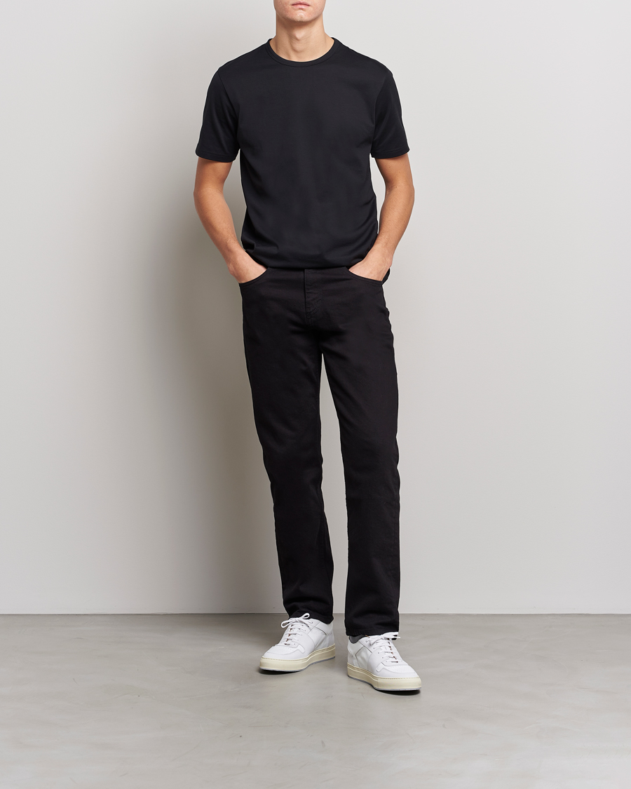 Mies | T-paidat | Sunspel | Crew Neck Q82 Cotton T-Shirt Black