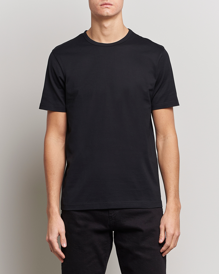 Mies | T-paidat | Sunspel | Crew Neck Q82 Cotton T-Shirt Black