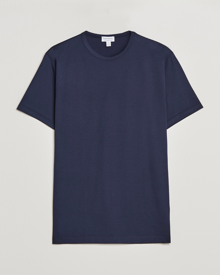 Mies | T-paidat | Sunspel | Crew Neck Q82 Cotton T-Shirt Navy