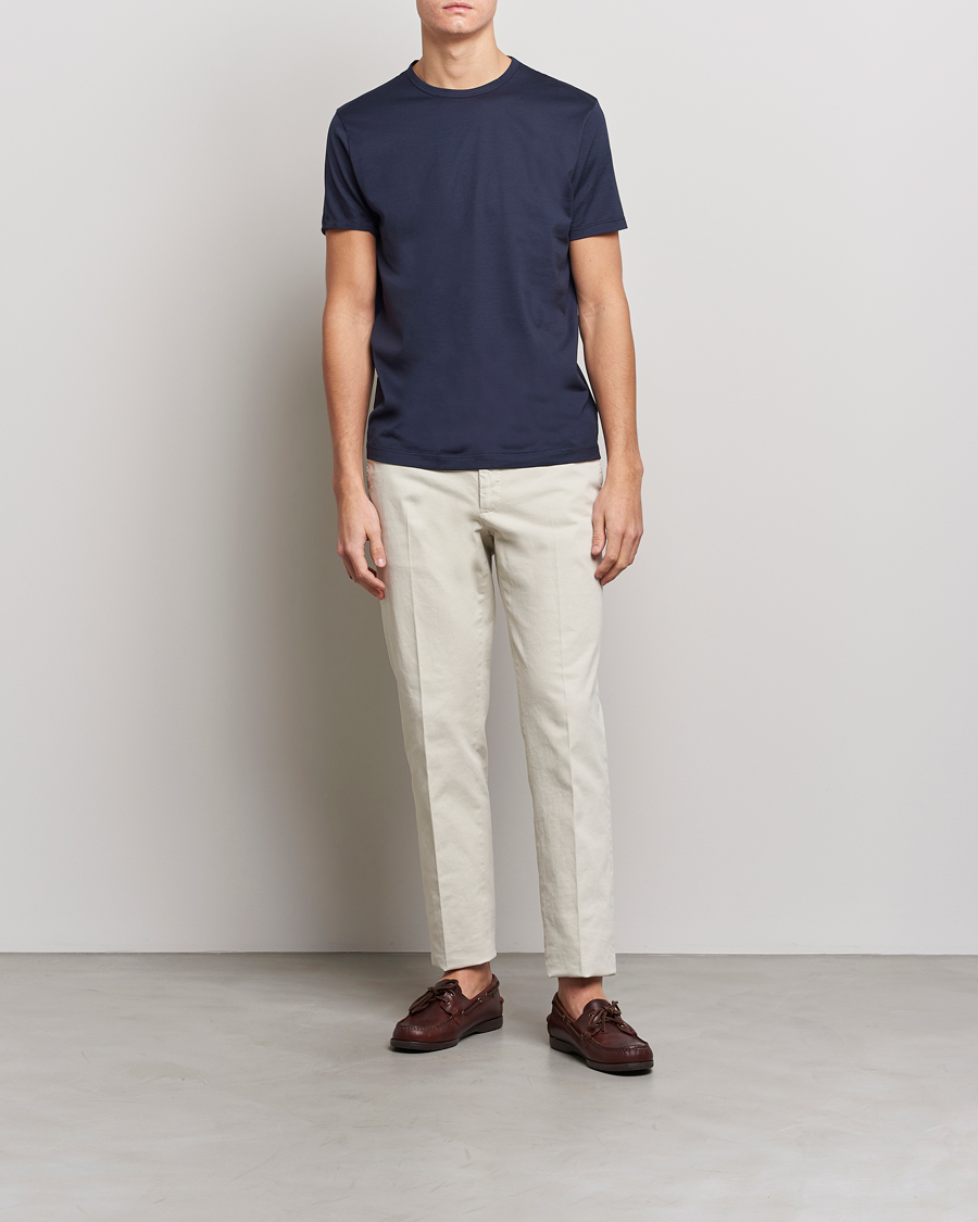 Mies | T-paidat | Sunspel | Crew Neck Q82 Cotton T-Shirt Navy