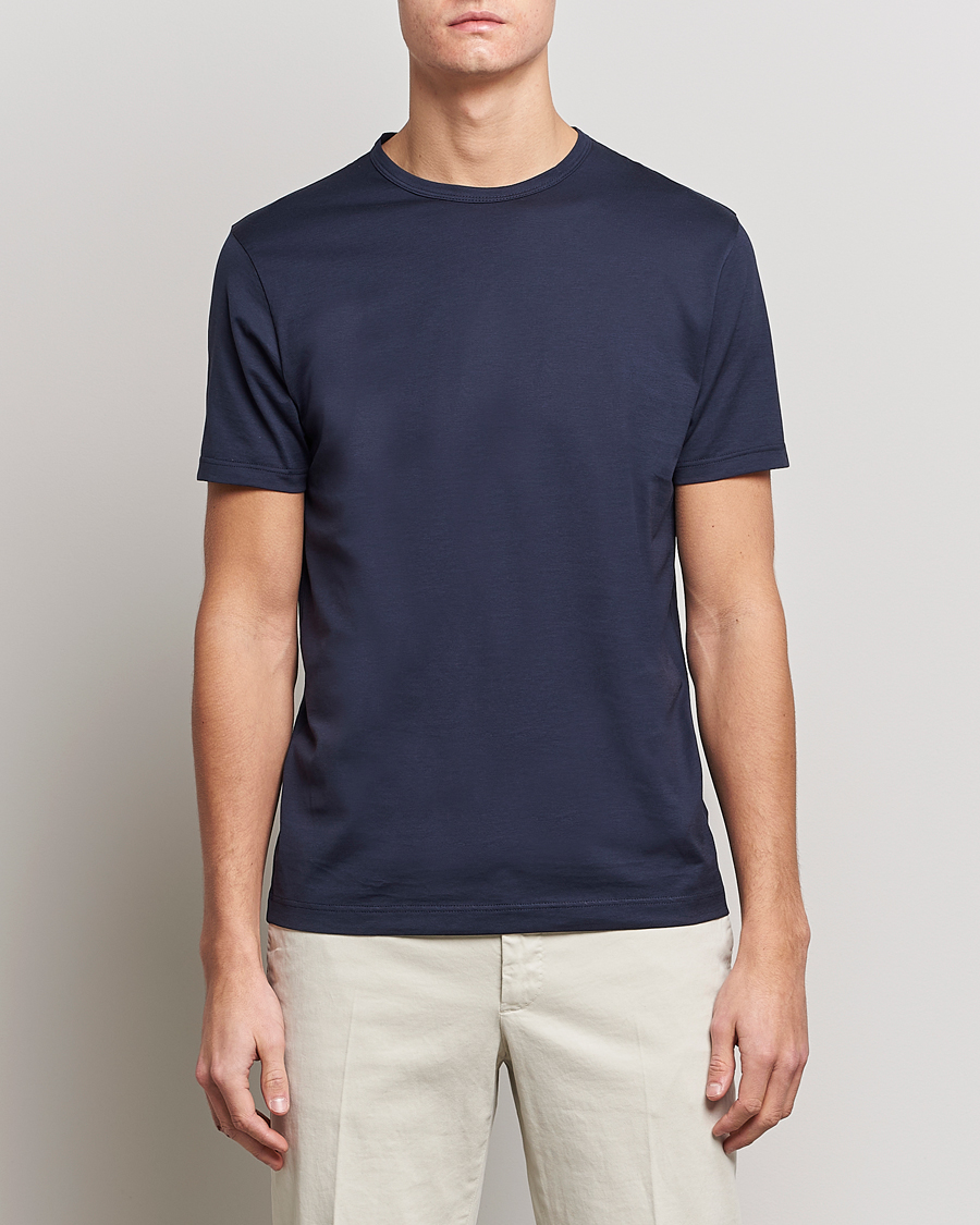 Mies | T-paidat | Sunspel | Crew Neck Q82 Cotton T-Shirt Navy