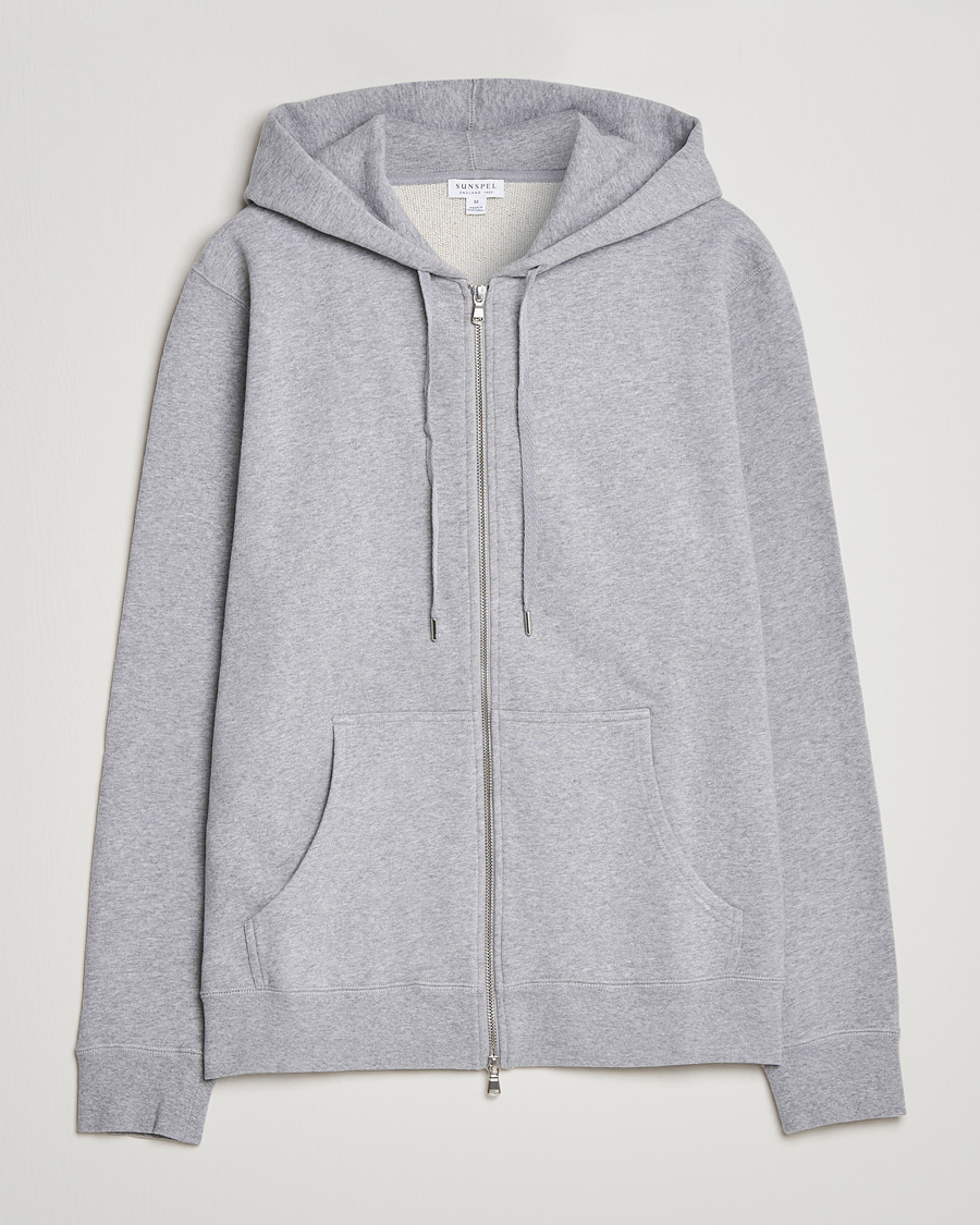 Mies | Puserot | Sunspel | Loopback Full Zip Hoodie Grey Melange