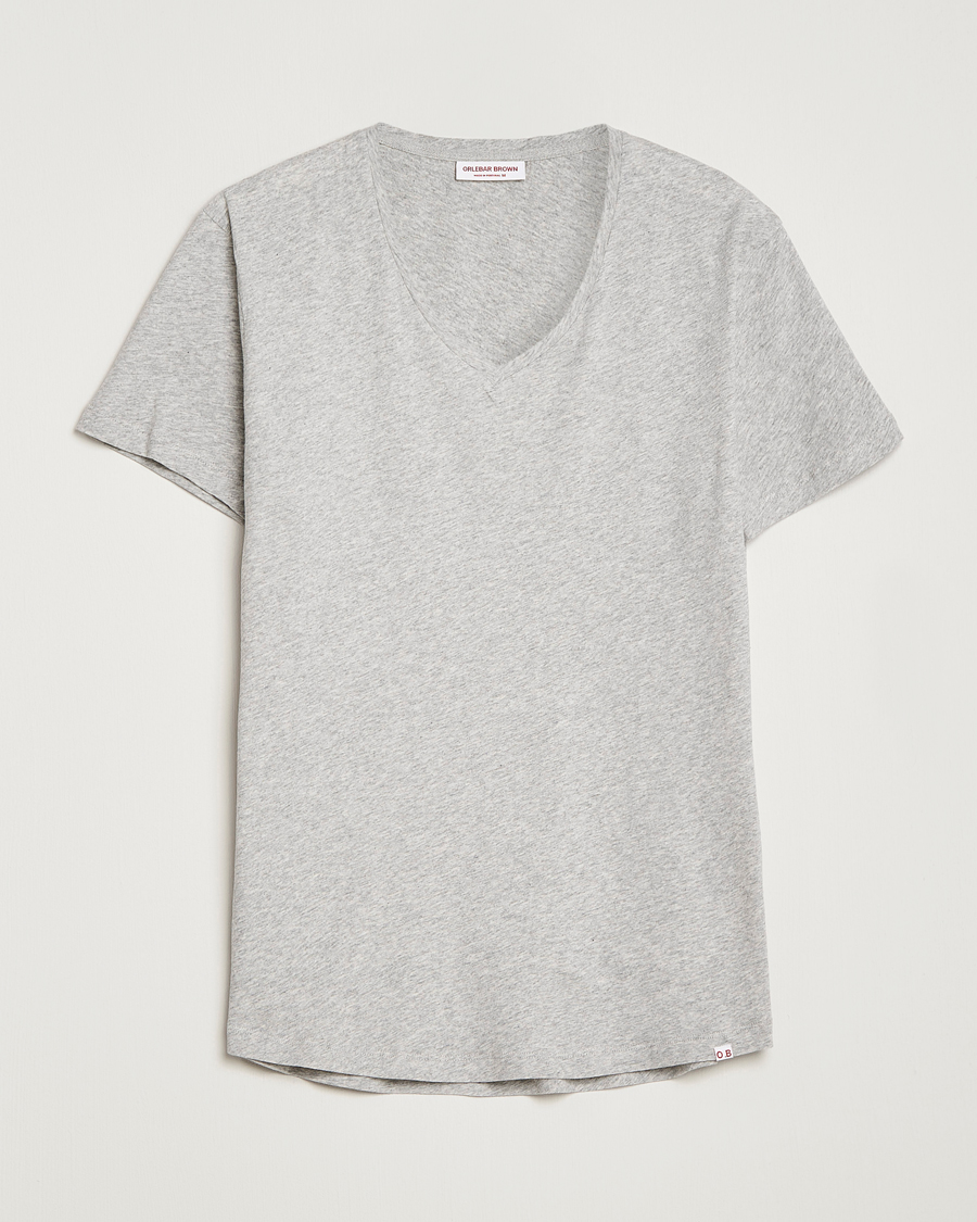 Mies | T-paidat | Orlebar Brown | OB V-Neck Tee Grey Melange