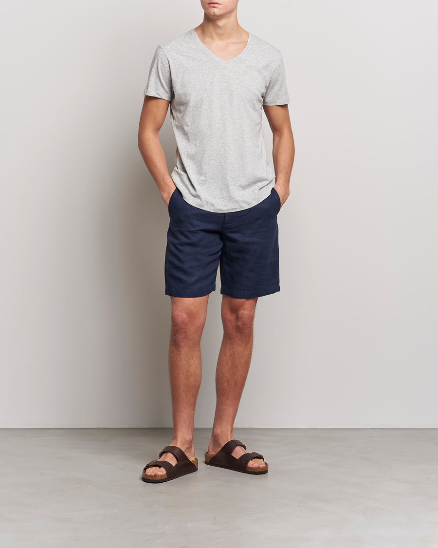 Mies | T-paidat | Orlebar Brown | OB V-Neck Tee Grey Melange