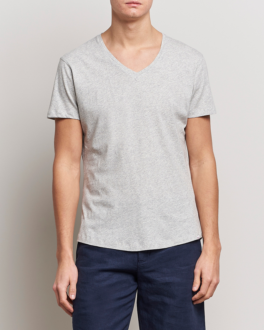 Mies | T-paidat | Orlebar Brown | OB V-Neck Tee Grey Melange