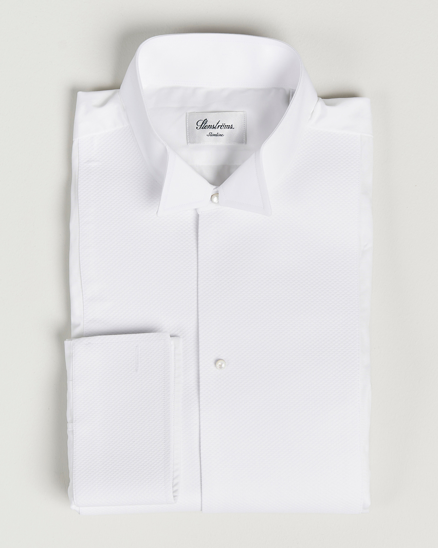 Miehet |  | Stenströms | Slimline Astoria Stand Up Collar Evening Shirt White