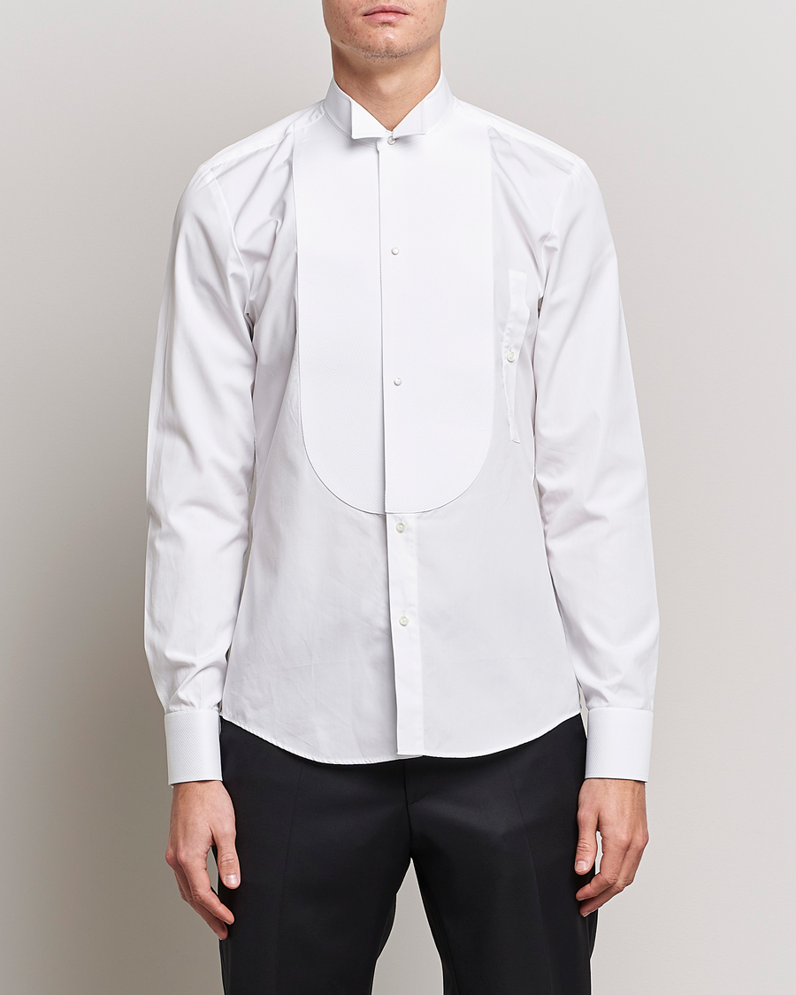 Mies |  | Stenströms | Slimline Astoria Stand Up Collar Evening Shirt White