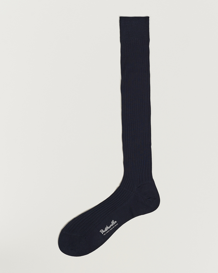Miehet | Polvisukat | Pantherella | Vale Cotton Long Socks Navy