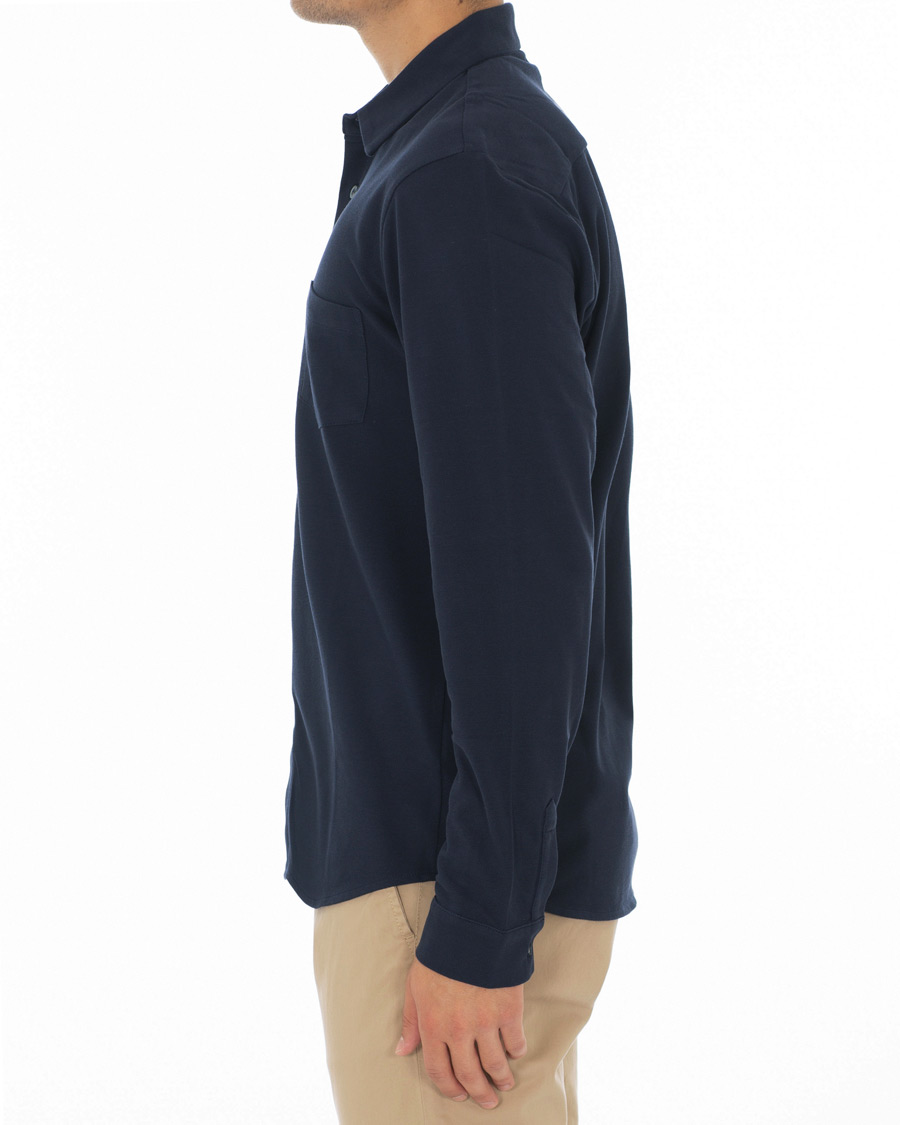Mies | Kauluspaidat | Sunspel | Long Sleeve Pique Shirt Navy